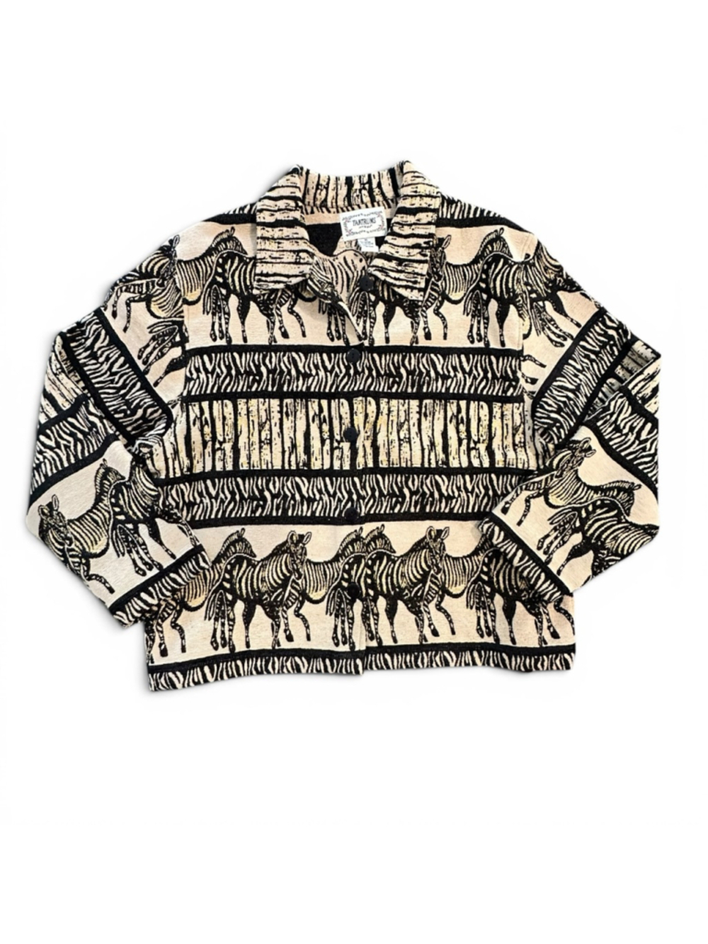 Vintage Zebra Tapestry Jacket Safari Animal Print Button Front Cardigan Tantrums